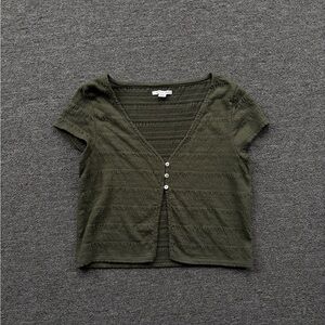 Olive Green Button-Up Women Top